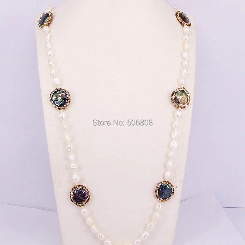 

3 Strands ZYZ179-1142 Fashion Jewelry Abalone Shell Beads Knotted Handmade Nature Pearl Beads Chain Necklace For Women Jewelry