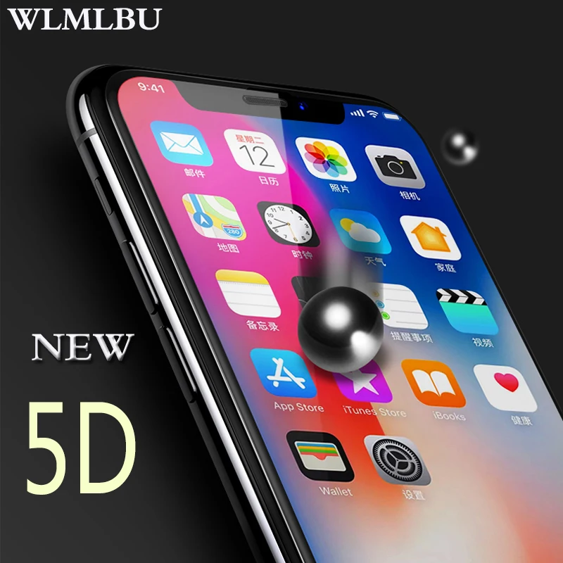 WLMLBU 5D полное покрытие из закаленного стекла для iPhone XS Max 7 6 8 Plus защита экрана с