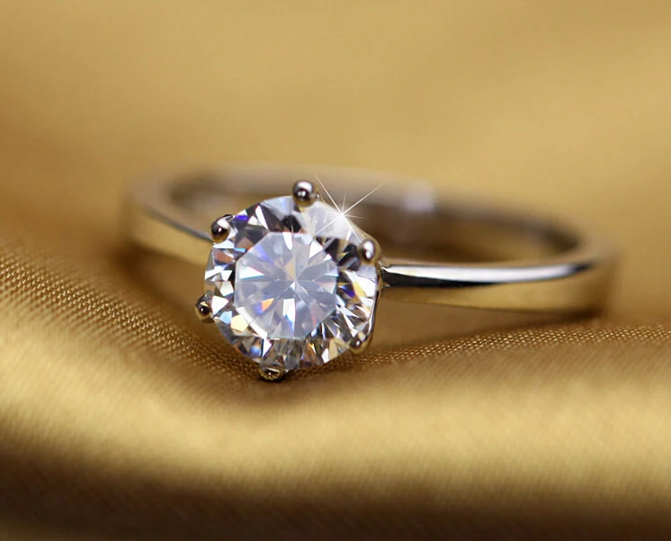 New 2014 Wholesale Love Wedding Ring Silver jewelry Classic Engagement Women 6Claws 6mm AAA Swiss Arrows CZ