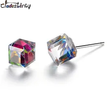 Chadestinty, женские Кристальные серьги, маленькие, цветные, синие, зеленые, красные, серьги-гвоздики, праздничный костюм, ювелирные изделия, рождественский подарок