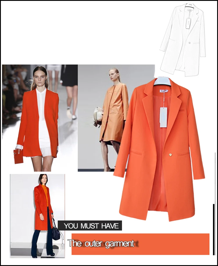 QAZXSW 2017 Hot Sale Women Jackets Coats Spring Autumn Casual Long Women Suits Wide Waisted Solid Female Jacket Plus Size YX8803 3