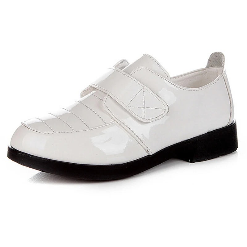 Детская обувь высокого качества обувь для мальчиков г. Весенняя противоскользящая кожаная обувь для мальчиков из pu искусственной кожи модная повседневная детская обувь на плоской подошве черного и белого цвета - Цвет: Белый