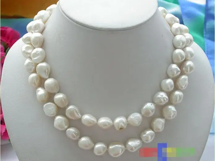 

Free Shipping >> p2159 NATURAL 32" 15MM WHITE BAROQUE FW CULTURED PEARL NECKLACE