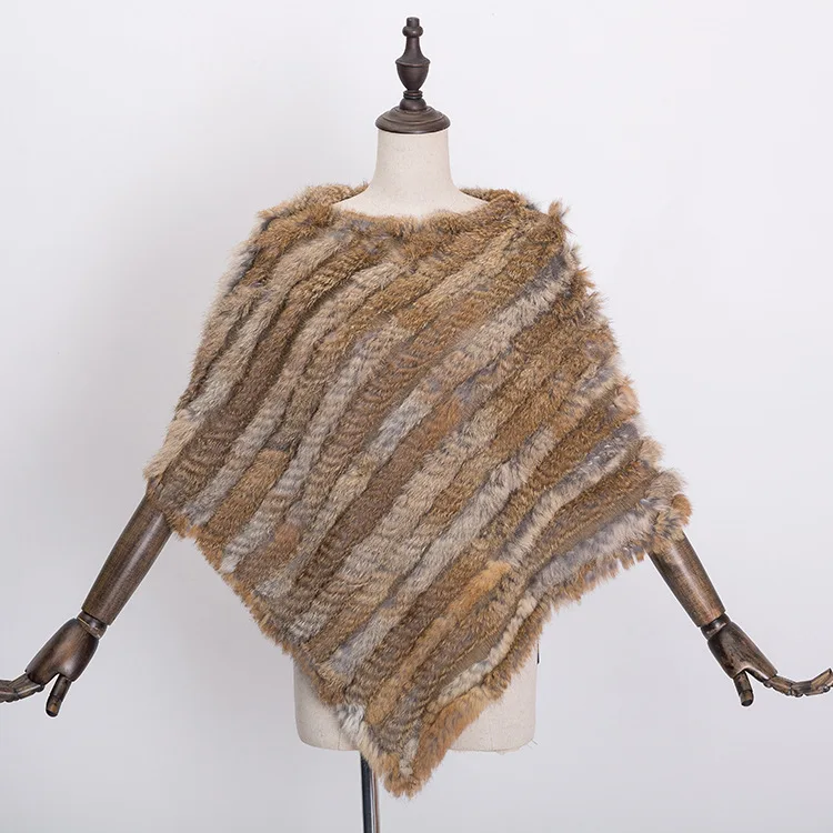  Winter Warm Shawl Poncho For Women Knitted Real Rabbit Fur Shouder Pashmina Capes Lady Natural Fur Wraps (22)
