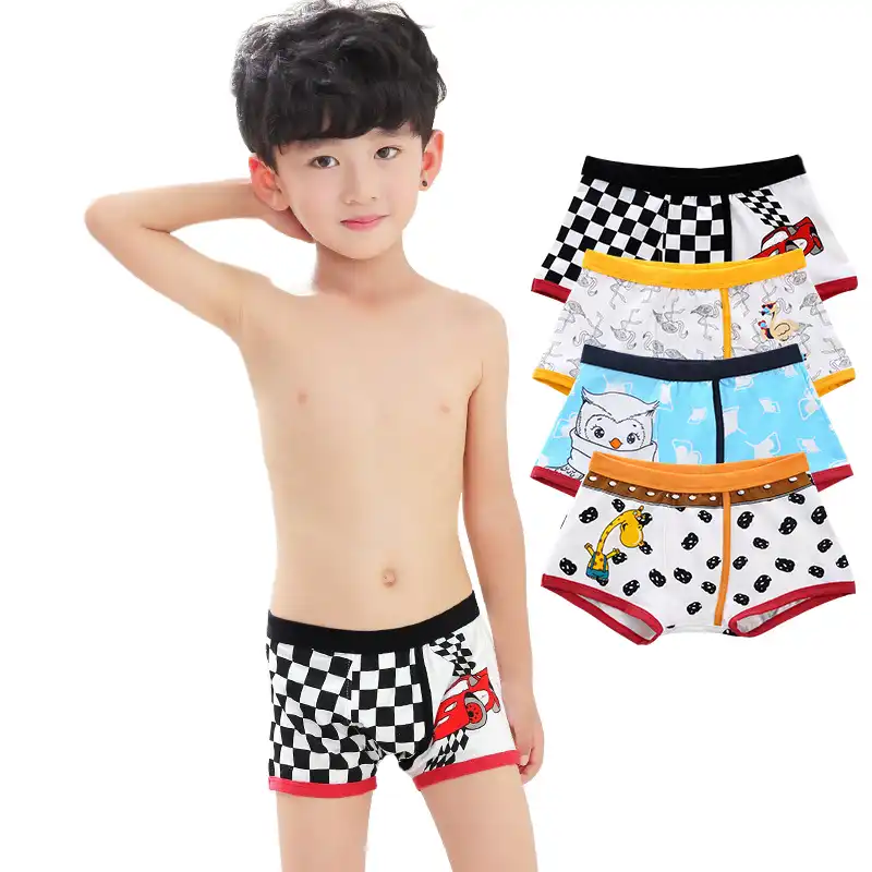 男の子下着4ピース ロット子供のための下着ボーイズボクサー子供パンティー綿漫画パンツ少年3 14年 Underwear Aliexpress