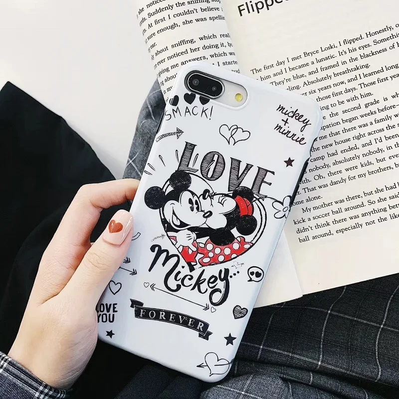 Мягкий матовый чехол из ТПУ с надписью love Minnie Mickey для iPhone X, XR, 7, 8 Plus, 6s, 6 plus, силиконовый чехол XS MAX, аксессуары