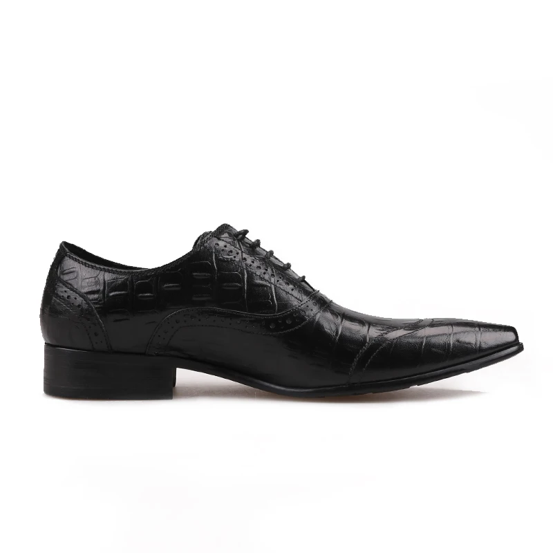 Piergitar 2018 new Black Genuine Leather Men Dress Shoes Formal Business Shoes Wedding Dresses Shoes Lace-up men Oxford Shoes