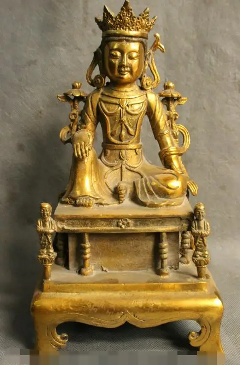 

song voge gem S7170 11 Ancient Chinese Bronze Gilt Temple Kwan-Yin Guan Yin Kid Child Buddha Statue
