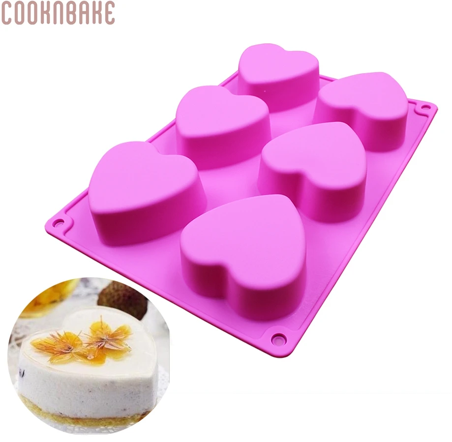 COOKNBAKE форма для мыла ручной работы силиконовая в форме сердца выпечки тортов 6