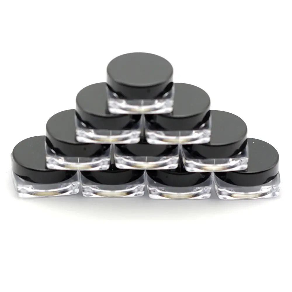 

10PCS Cosmetics Jar Box transparent Small Square Bottle 3g Cosmetic Empty Jar Pot Eyeshadow Lip Balm Face Cream Sample Contain