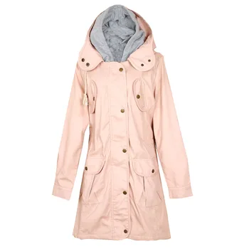 

Blingstory Autumn Winter outwear Faux-two-piece Set Long Trench For Women Hooded Overcoat Windbreaker