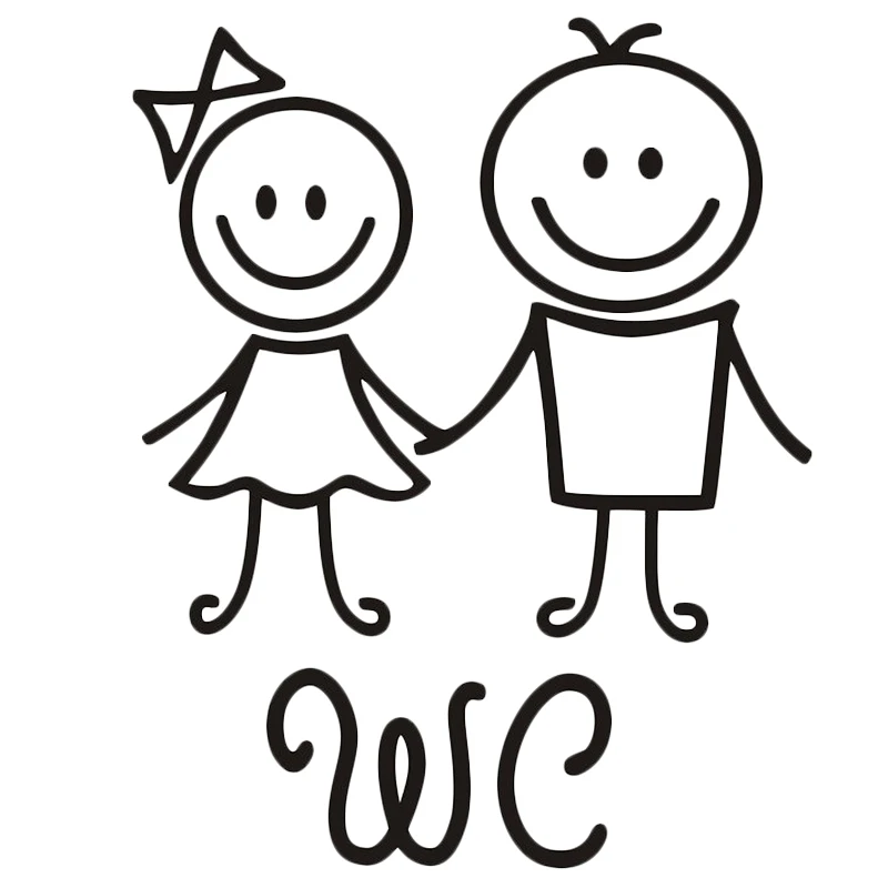 

Quality Funny Bathroom Sign Toilet Door Plate Winomo Removable Animation Wc Sticker