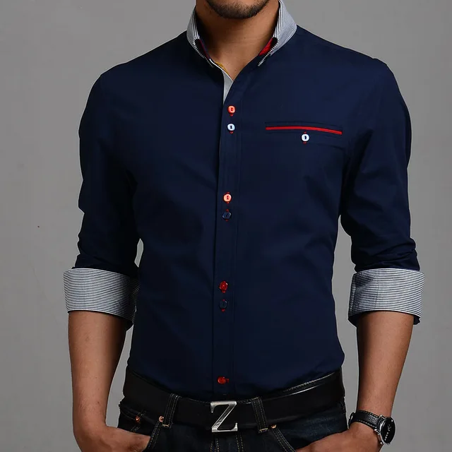 New Arrival 2014 Fashion Personality Buttons Men's Dress Shirt High