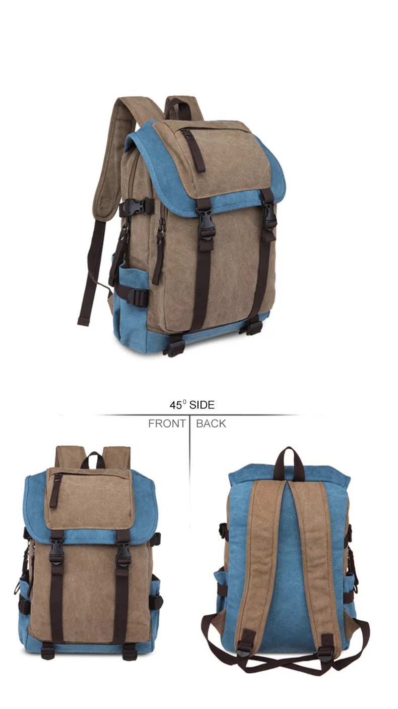 New Classic Men Canvas Travel Laptop Rucksack Shoulder BagsTeenage Boys Backpacks Large School Vintage Students Packet XA270WC