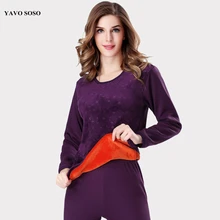 YAVO SOSO, зимний стиль, теплое термобелье, женские комплекты, мягкий хлопок, тиснение, принт, толстый плюс бархат размера плюс, XXXL, кальсоны