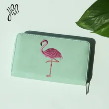 Women Wallets Luxury Brand Flamingo Pattern Many Compartments Fashion Wallet Long Zipper Lady Wallets And Purses 500588