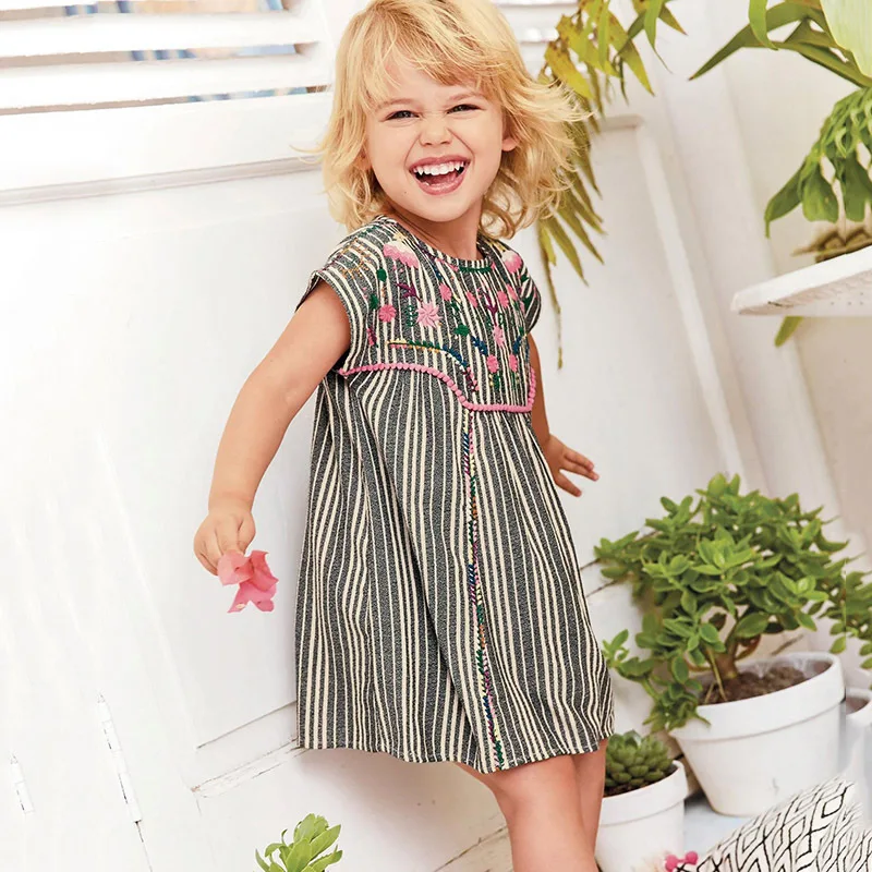 Top Quality 100% Summer New European and American Style Girls'Dresses Pure Cotton Shuttle Short Sleeve Children's Dresses