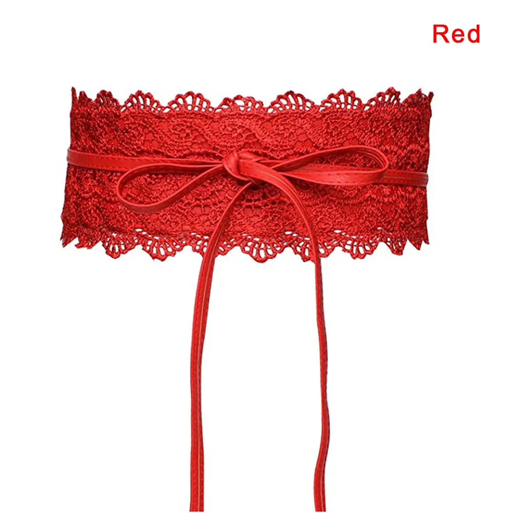 Горячая 1 шт. женское платье пояс кружева широкий пояс PU украшение модный поясной ремень-B5 - Цвет: Red