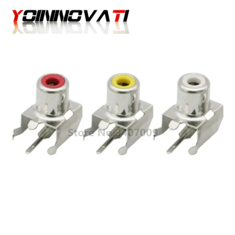 

10pcs White/Yellow/Red RCA AV with the core socket hole seat 2 pin PCB soldering audio video jack lotus seat AV1-8.4-3B
