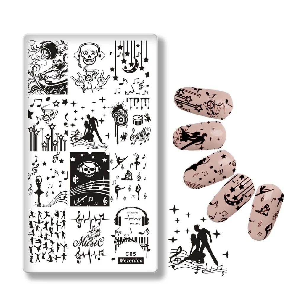 

Mezerdoo Ballet Dancer Patterns Nail Art Stamp Stamping Kit Music Style Image Plates DIY Decoration Nail Templates Stencil C05