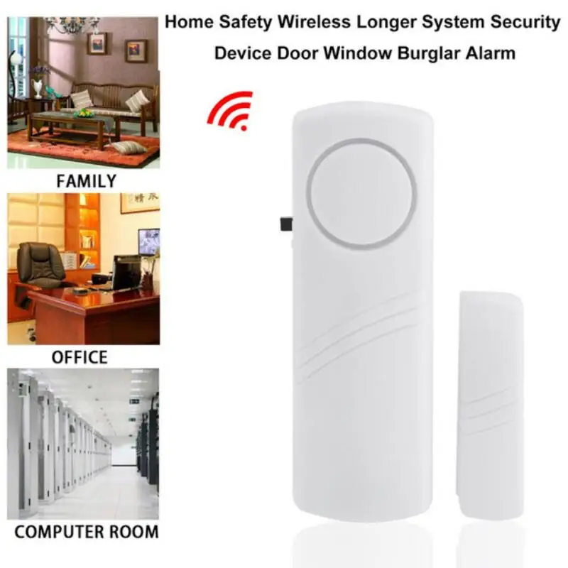 

Door Window Wireless Burglar Alarm with Magnetic Sensor Home Safety Wireless Longer System Security Device 90dB White Wholesale