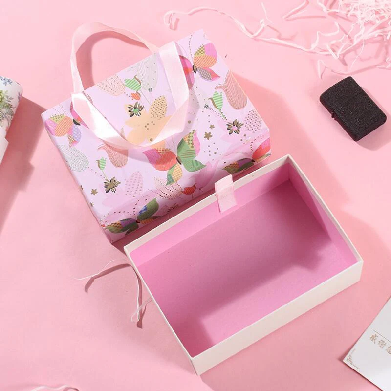 

4 Pcs/lot Rectangular Portable Drawer Gift Box Valentine's Day Chocolate Wedding Party Banquet Candy Packaging Box