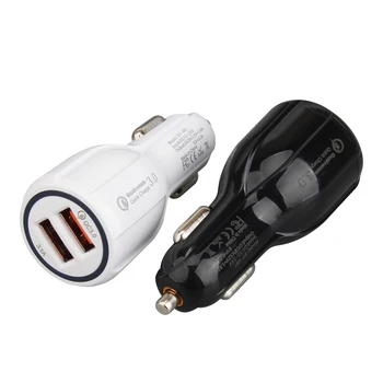 

Quick Charge 3.0 Dual Port USB Car Charger For Xiaomi mi 9 Huawei P30 Pro QC3.0 5A Fast PD Car Charging Phone charger 500pcs