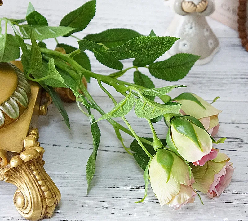 5 шт. французские 4 головки, искусственные ветки роз, шелковые Флорес, искусственные цветы для украшения дома, свадьбы, подарок на день Святого Валентина, розы