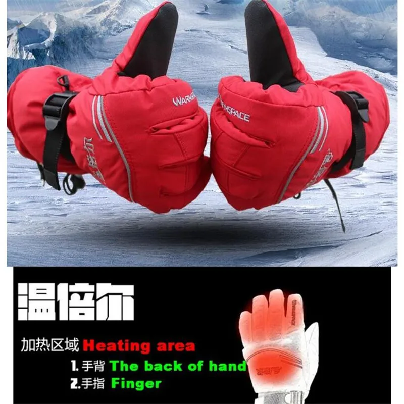 Smart Electric Heated Gloves Battery Powered Self Heating Skiing Guantes Winter Waterproof Windproof Motorcycle Riding Gloves