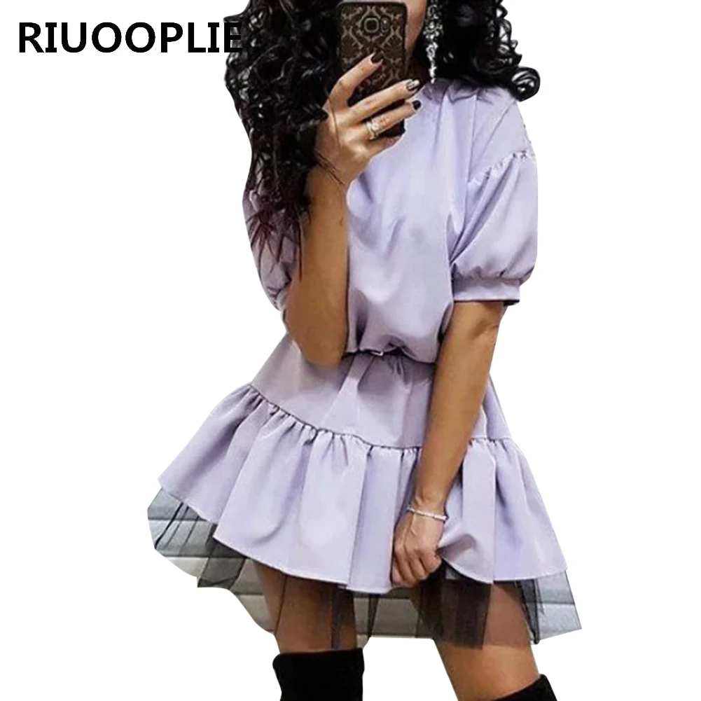 Женские винтажные кружевные лоскутные мини платья RIUOOPLIE Fsahion однотонные вечерние