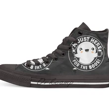 I'm Just Here for the Boos/Милая Повседневная парусиновая обувь на Хэллоуин с изображением призрака; обувь на заказ; Прямая