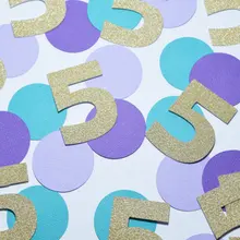 Пользовательский Нумер Фиолетовый Русалка под морем тема День Рождения конфеттис украшение стола конфеттис Свадебные посыпки вечерние украшения