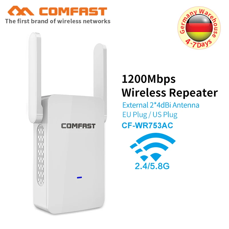 

Comfast 1200Mbps High Speed Dual Band Wifi Signal Extender 5.8G Access Point Wireless Transmission Wi-fi Repeater Router antenna