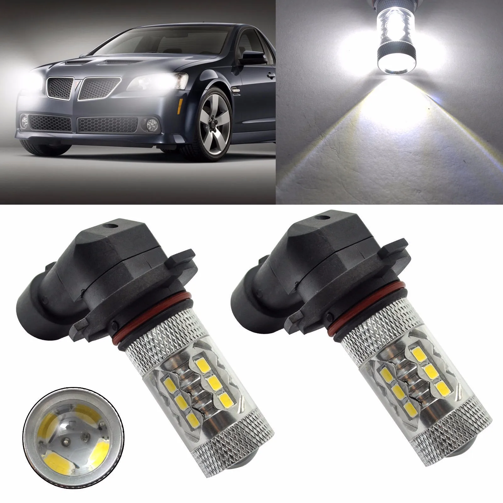 Автомобильная противотуманная фара Водонепроницаемая 2 шт. 9006 HB4 2323 SMD 80 Вт светодиодный высокой мощности 6000K Противотуманные/дальнего света лампы белые Противотуманные фары для вождения