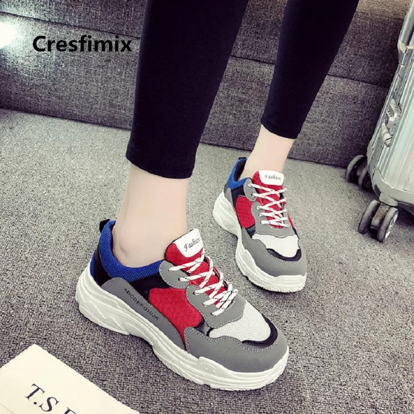 

Cresfimix baskets femmes women fashion high quality mesh breathable height increased sneakers teenager cool casual shoes a3099