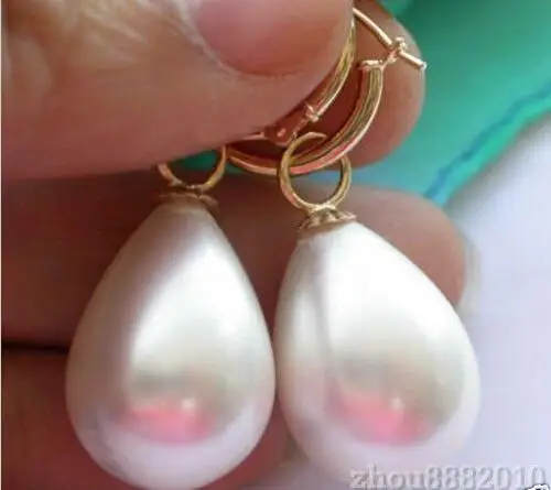 

Free Shipping >>>>12 DRIP white SOUTH SEA SHELL PEARL DANGLE EARRING