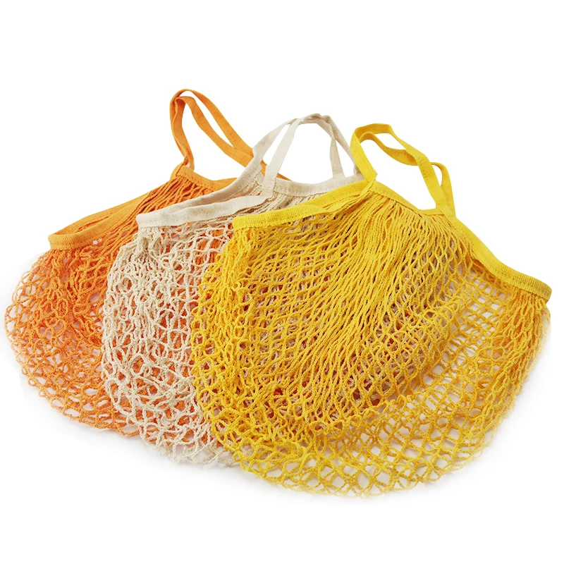 

Reusable Fruit Shopping Green Shopping Bag String Grocery Shopper Tote Cotton woven net bag net pocket