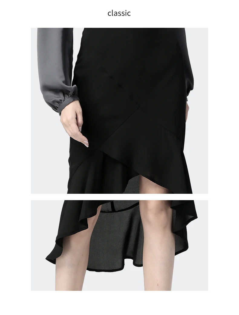 Модная летняя юбка Для женщин 2018 плюс Размеры Черный шифон русалка юбка высокой талией молнии Wrapes женский Юп Тюль Миди-юбки