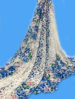 

African Lace Fabric 3 d flower Embroidered Water soluble lace African Lace Fabric 2019 African French Lace Fabric For Party