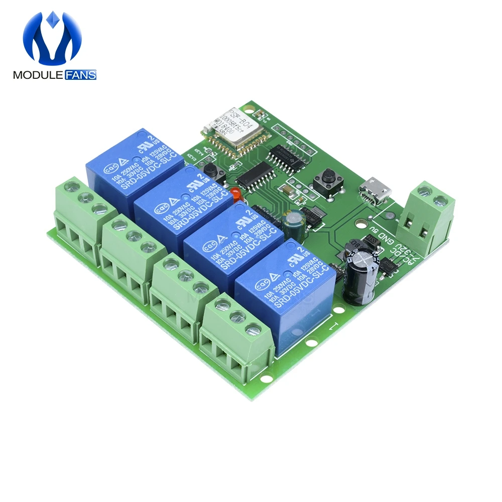 

DC 5V 4CH 4 Channel 10A Relay WiFi Wireless Delay Relay Switch APP Remote Control for Smart Home for Android for IOS 4Way Module