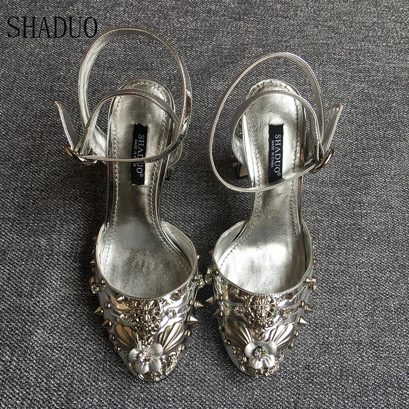 De En Verni Chaussures Incrusté Étoile argent Talon Haut Métal Avec Cuir Noce Rivet Swarovski Diamant Shaduo Seule Strass 2018 Or 6SwWaZ7Enq