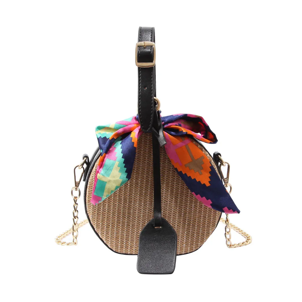 Женская модная цветная соломенная сумка на плечо с лентой, элегантная цилиндрическая Противоугонная сумка на плечо, Женская дорожная сумка Mar 6