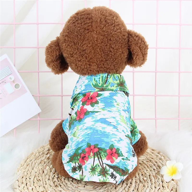 

Summer Dog Beach Shirt Dog Cute Print Hawaii Beach Polo T Shirts Cool Summer Pet Travel Sunscreen Vest Small Dog Cat Blouse