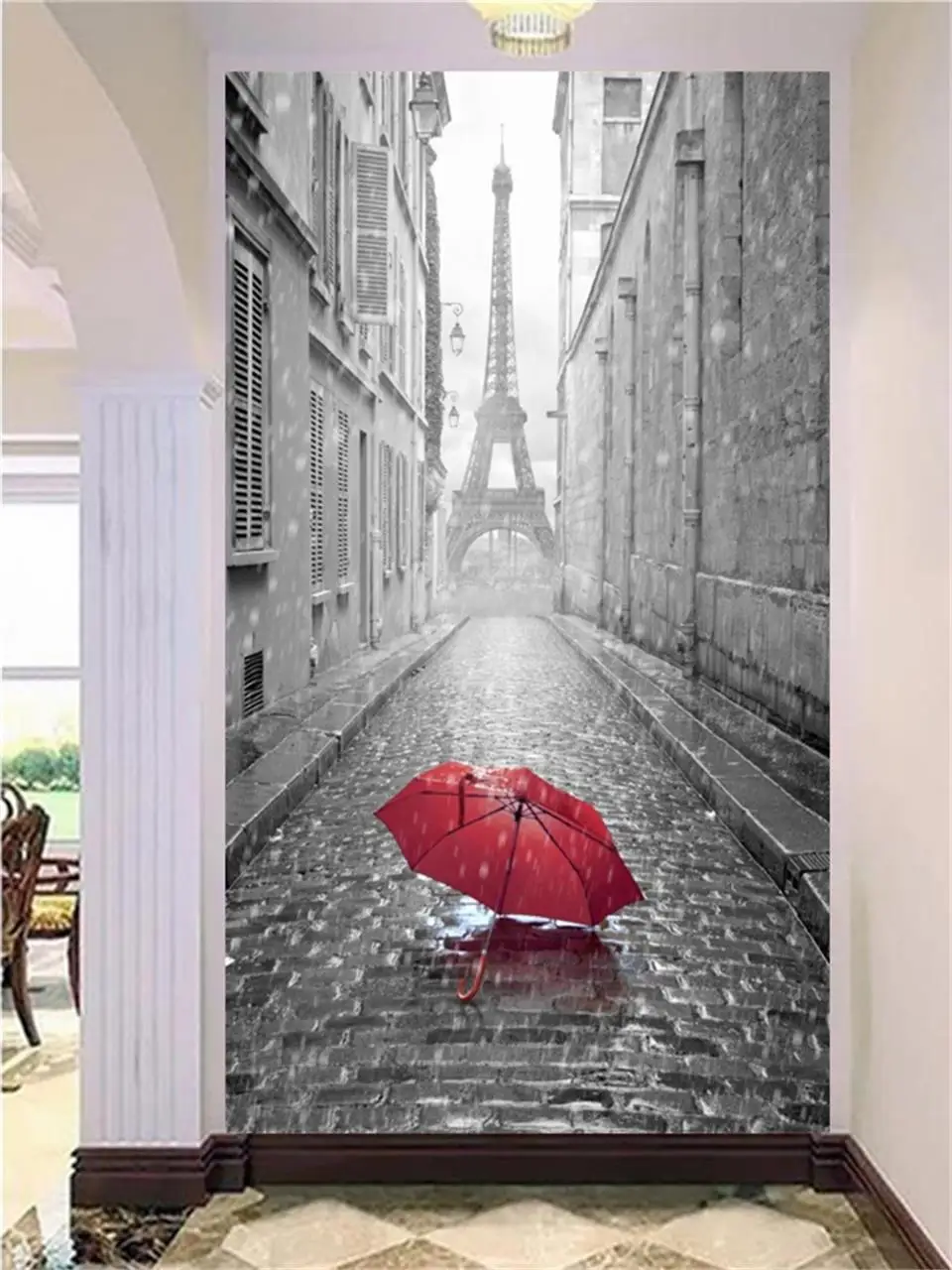 3d壁紙写真壁紙カスタムポーチルーム壁画パリストリートタワー傘絵画ソファ背景壁不織布ステッカー Aliexpress 家のリフォーム