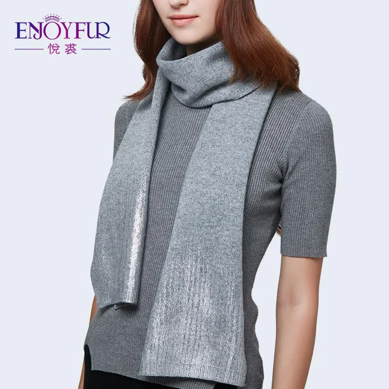 

ENJOYFUR Women Knitted Wool Scarf High Quality Soft Scarves For Autumn Fashion Girls Scarf