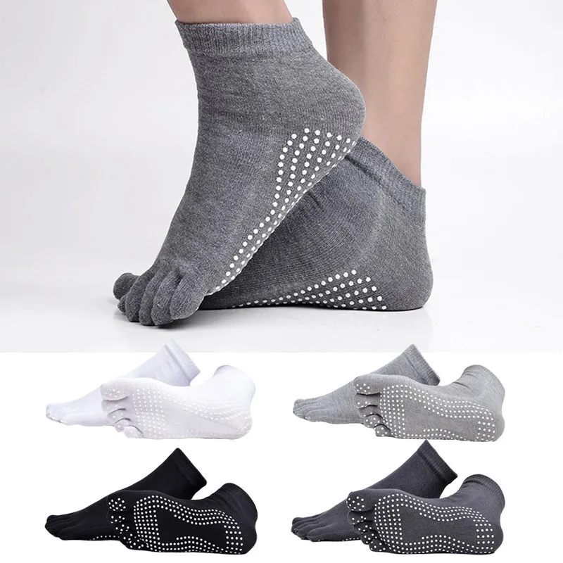 Outdoor Sports Fitness Socks Five-toe Anti-skid Breathable Climbing Camping Hiking Running Cycling Yoga Men Socks Black Gray