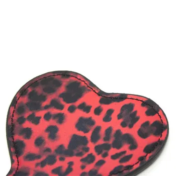Morease Red leopard heart PU spanking paddle flogger flirting sex crop fetish Whip bondage Brinquedos For Couple Women 2
