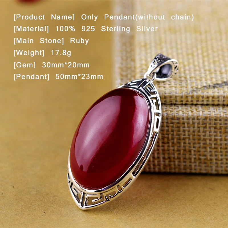 Женское ожерелье из серебра 925 пробы с красным Рубином 20 х30 мм|gift gifts|gift womengift jewelry |