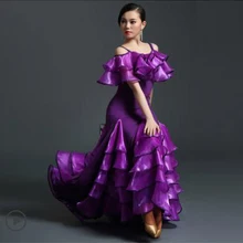 Бальный танцевальный костюм для взрослых с рукавами в виде листьев лотоса, шелковое бальное платье для бальных танцев для женщин, Бальные танцевальные платья для соревнований