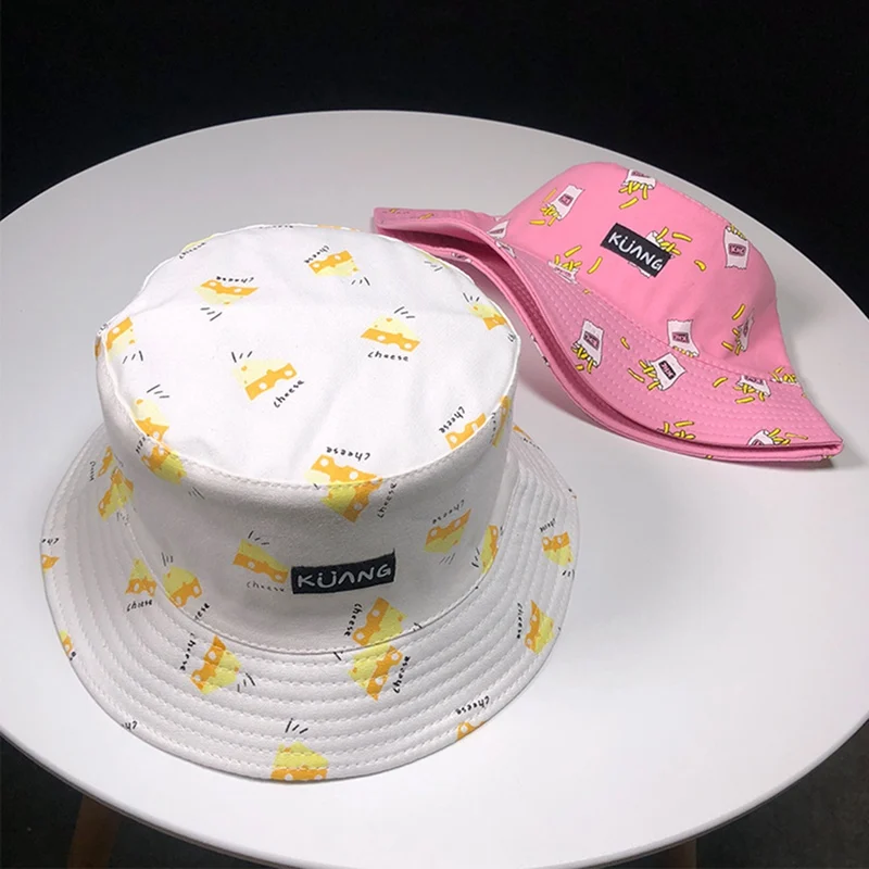 Fruits Food Bucket Hat Men Women Summer Bucket Cap Banana Print Yellow Hat Bob Hat Fishing Fisherman Hat